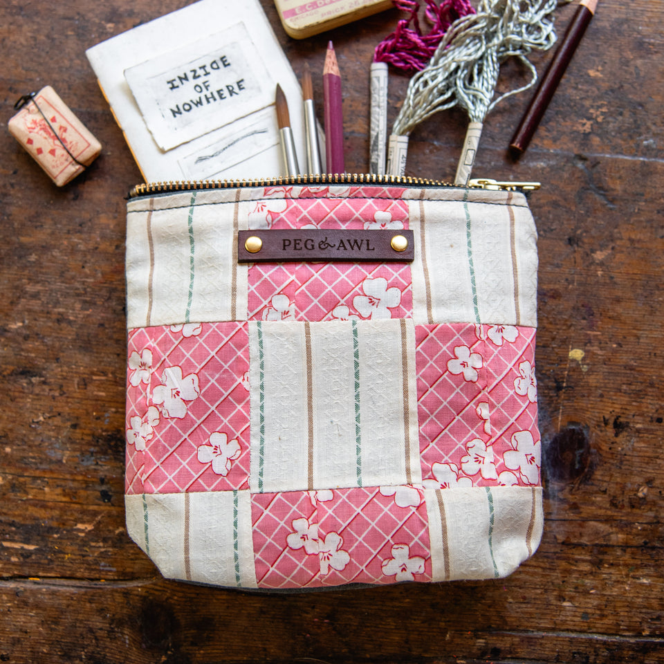 Custom Pouch with Early 1900s Quilt Block: Nico