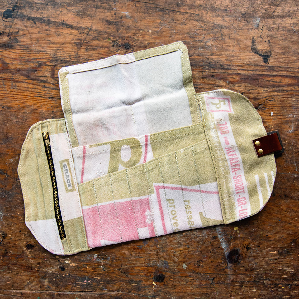 Sendak Mini Artist Roll with Vintage Feedsack: Red + Green No. 1