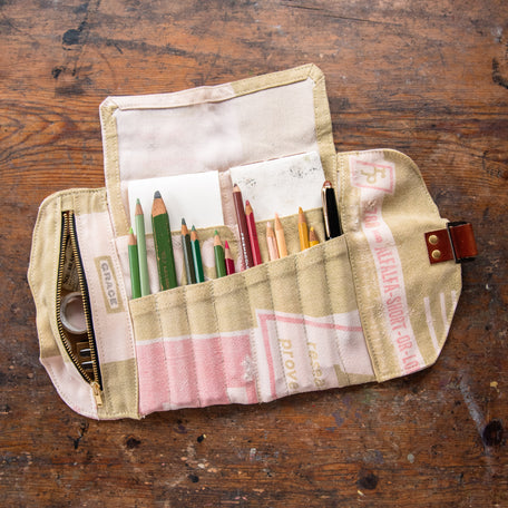 Sendak Mini Artist Roll with Vintage Feedsack: Red + Green No. 1