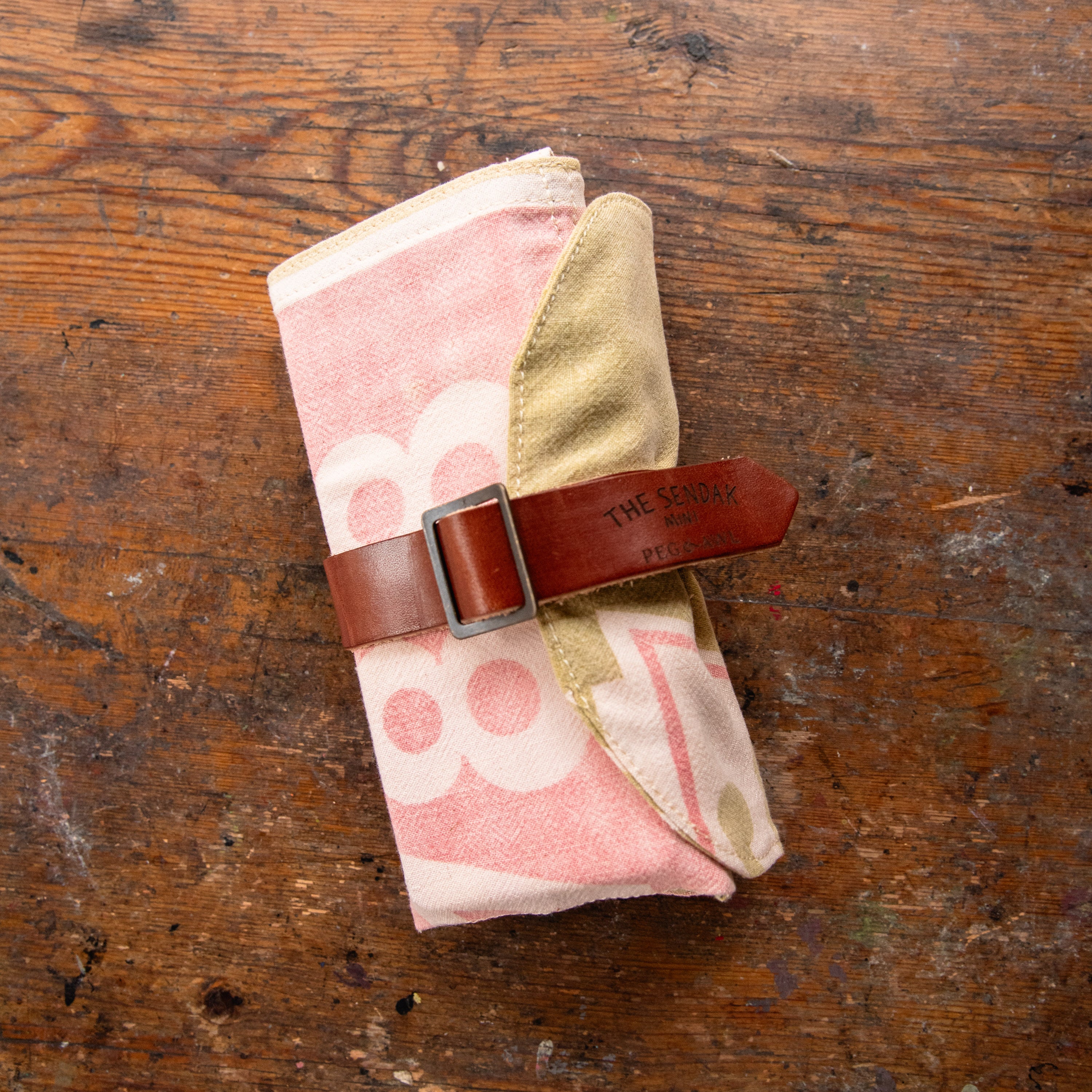 Sendak Mini Artist Roll with Vintage Feedsack: Red + Green No. 1