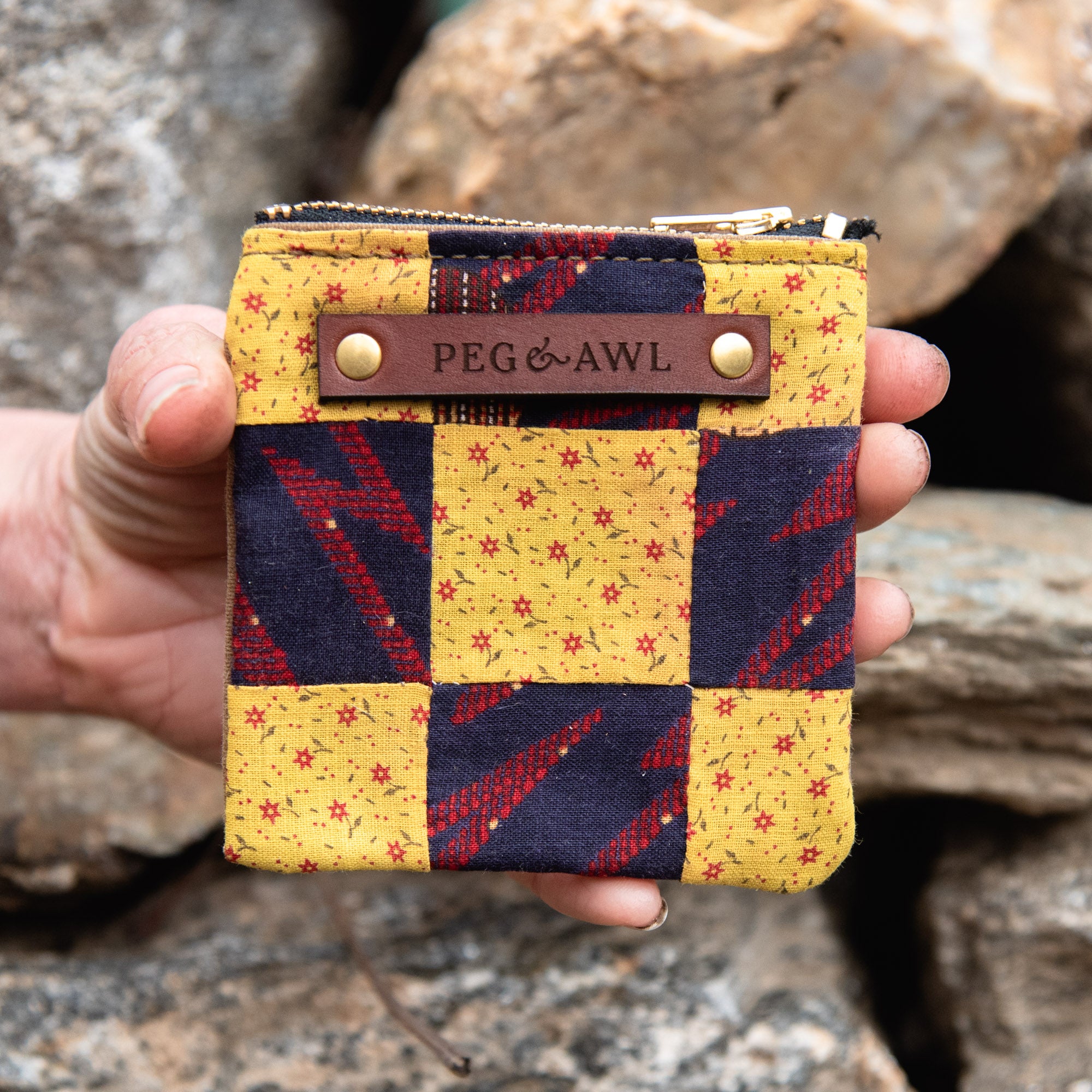 Custom Pouch with Antique Quilt Block: Noon