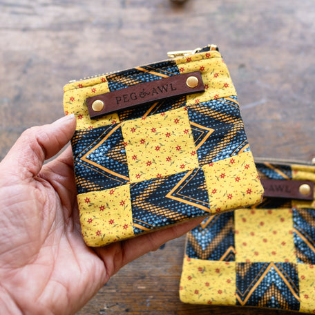 Custom Pouch with Antique Quilt Block: Nora