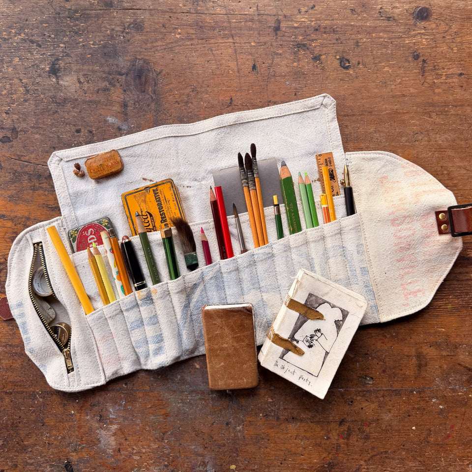 Sendak Artist Roll with Vintage Feedsack: Oysters