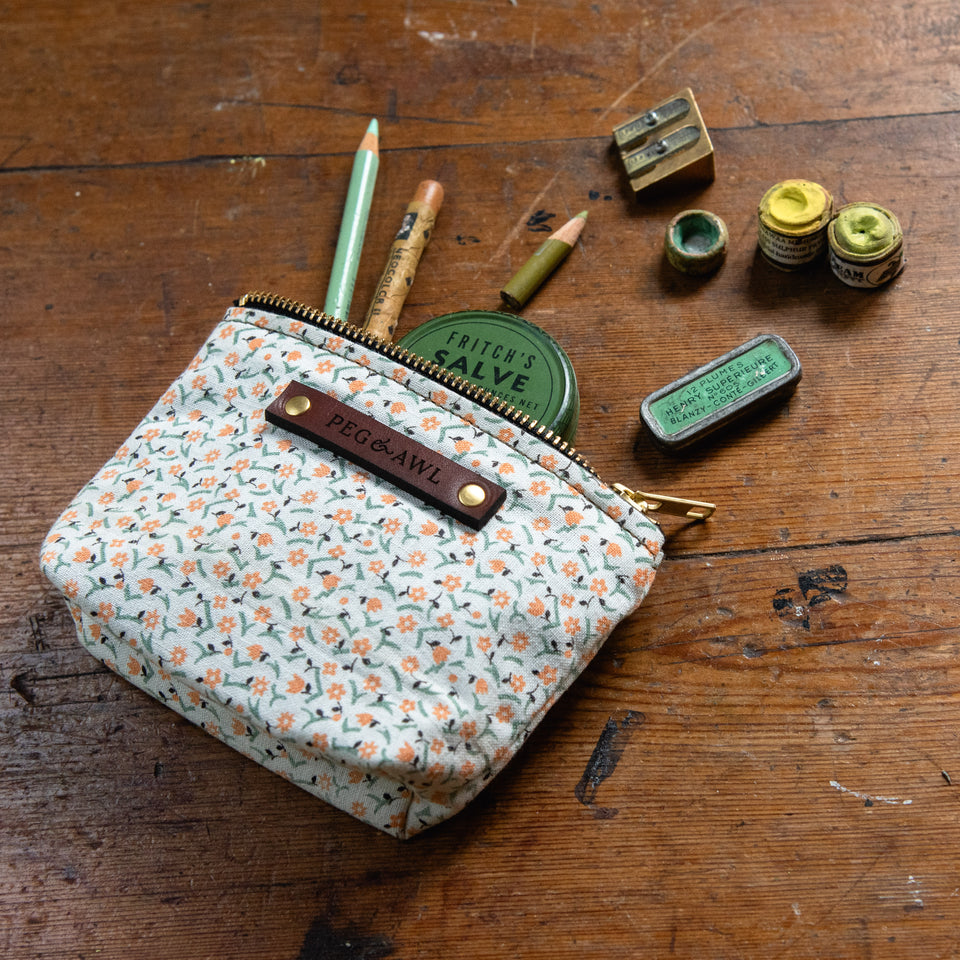 Saver Pouch with Vintage Feedsack: Parsley