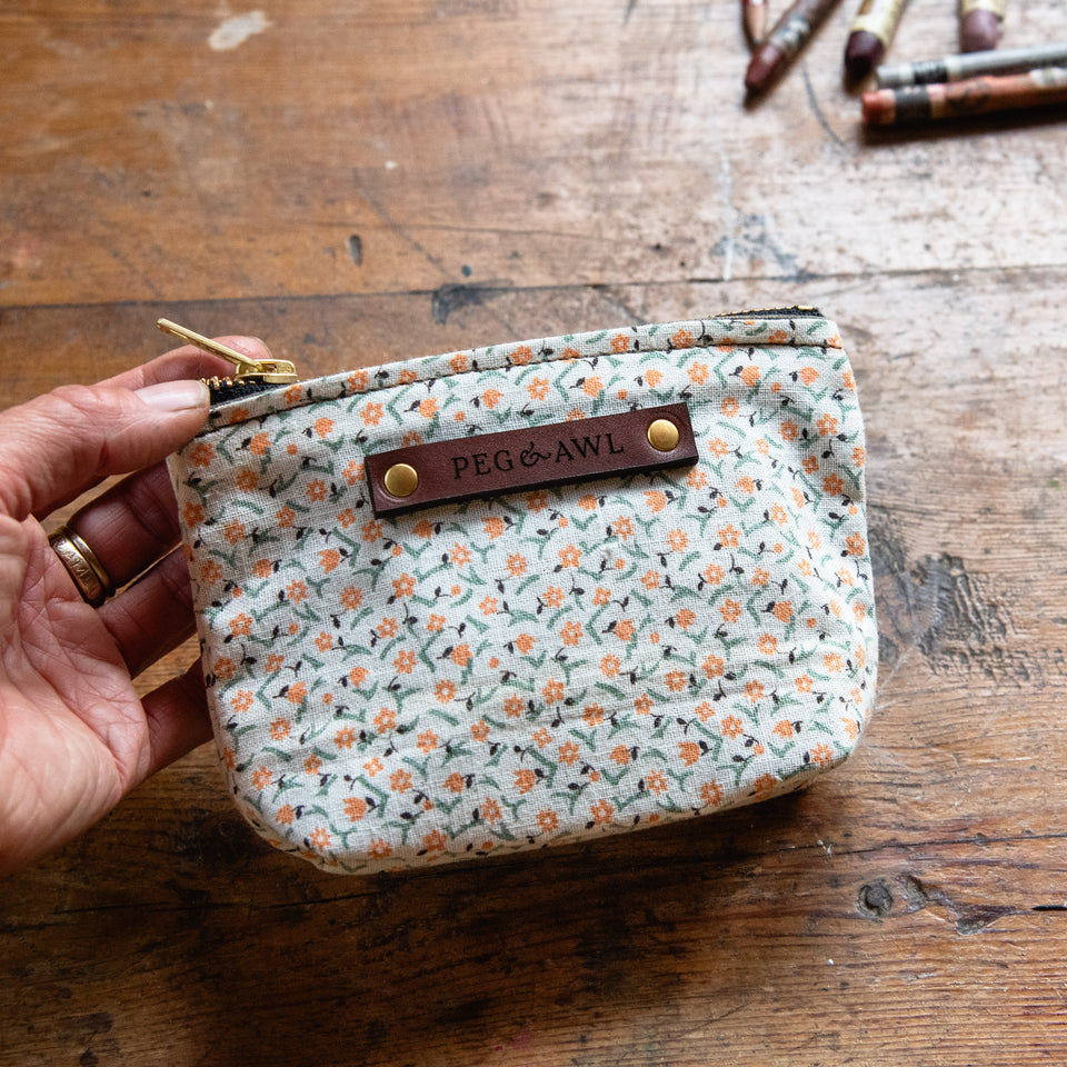 Saver Pouch with Vintage Feedsack: Parsley