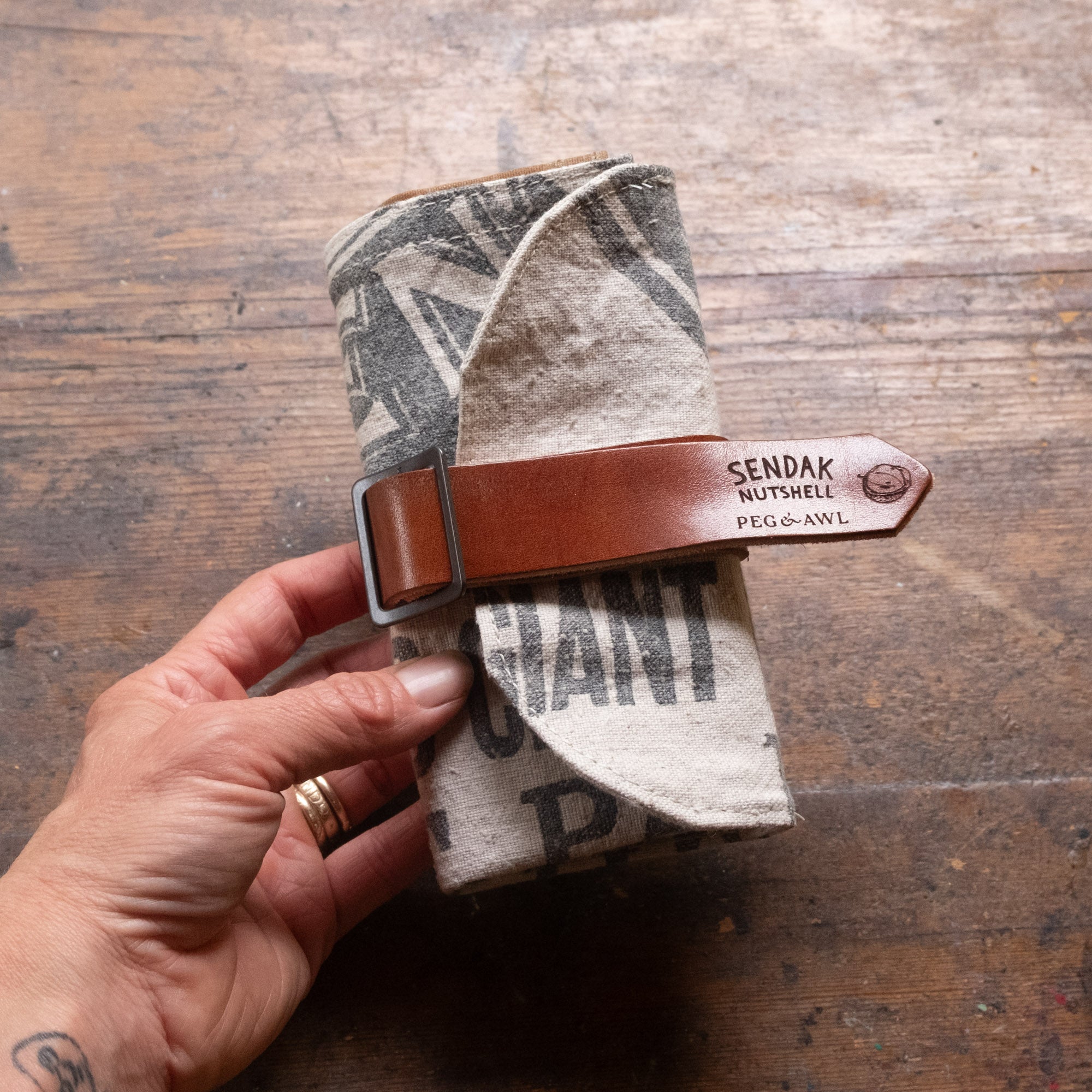Sendak Nutshell with Early 1900s Cotton Cement Bag: Portland