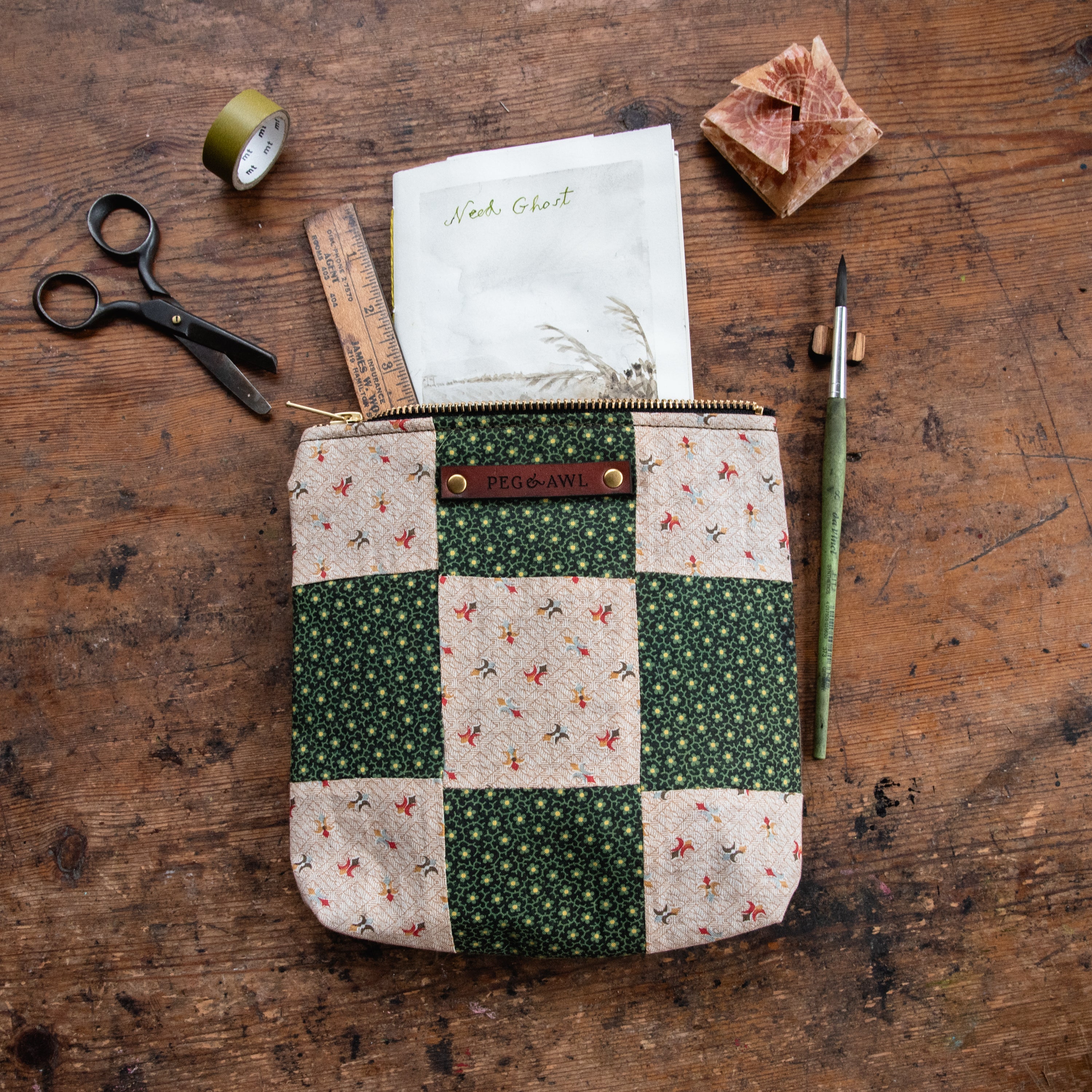 Custom Pouch with 1800s Quilt Block: Hilla