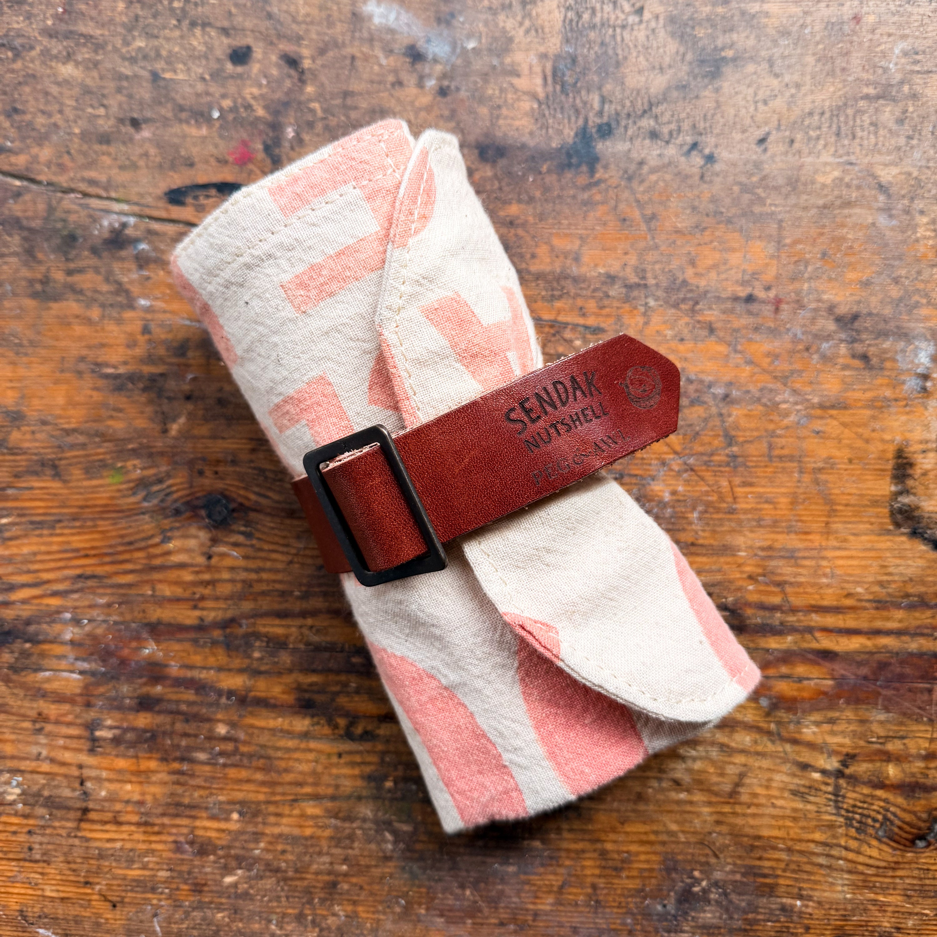 Sendak Nutshell Artist Roll with Vintage Feedsack: Red Letters