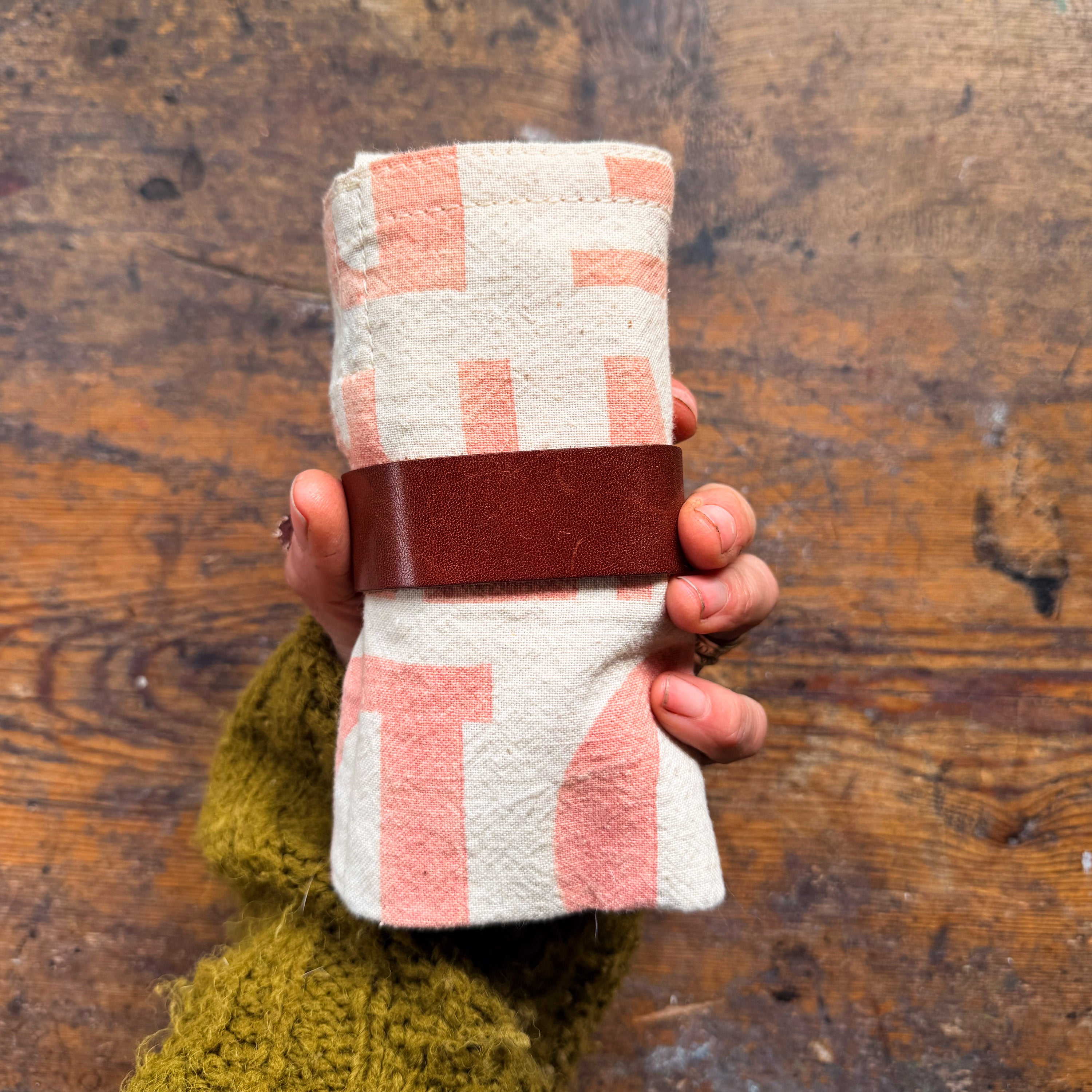 Sendak Nutshell Artist Roll with Vintage Feedsack: Red Letters