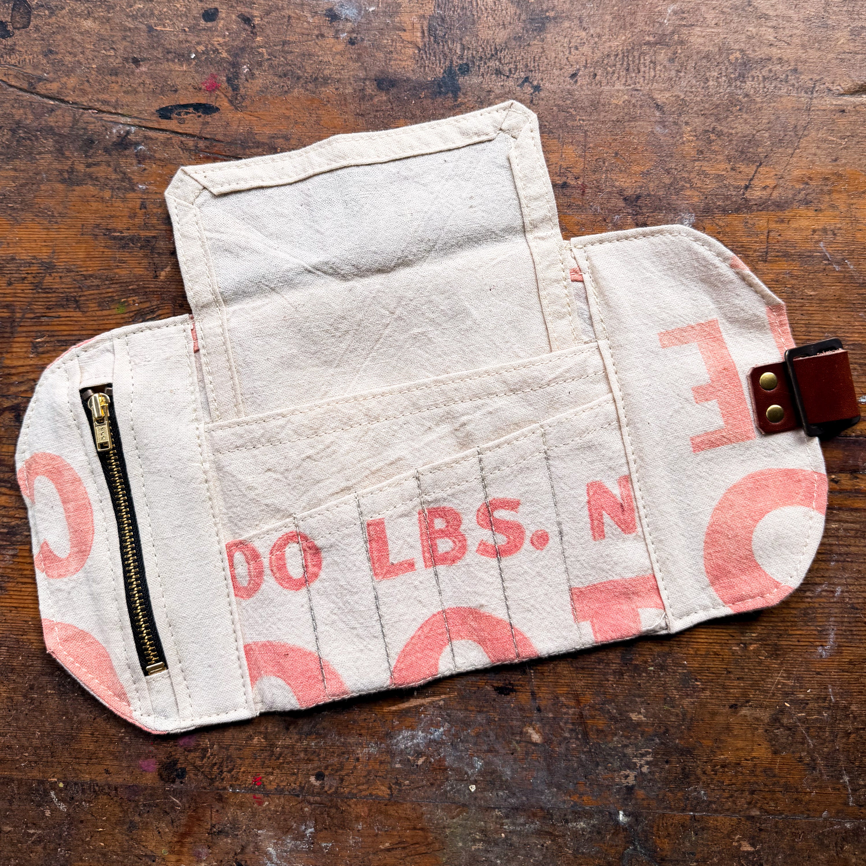 Sendak Nutshell Artist Roll with Vintage Feedsack: Red Letters