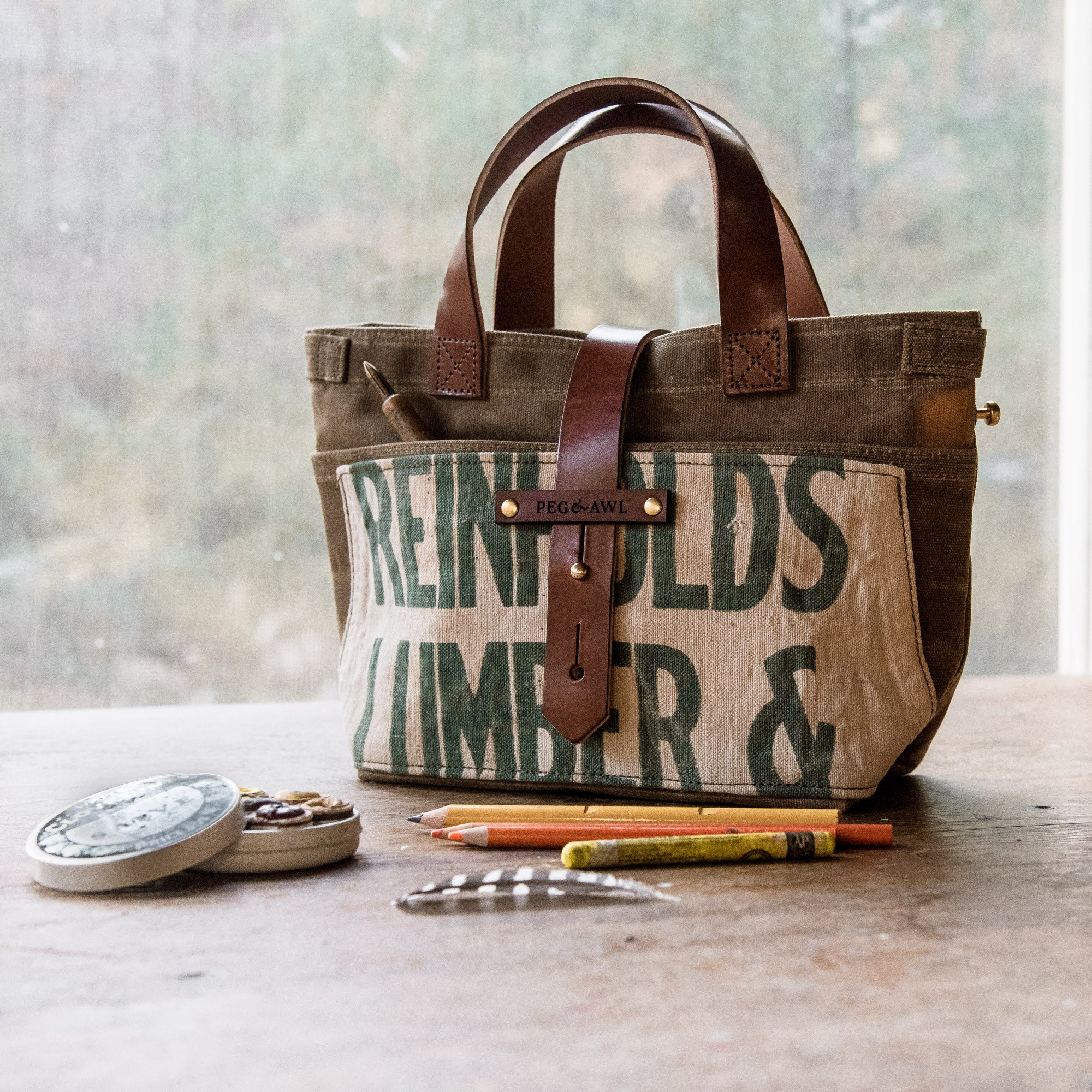 Mini Tote with Mid-Century Hardware Store Apron: Reinholds