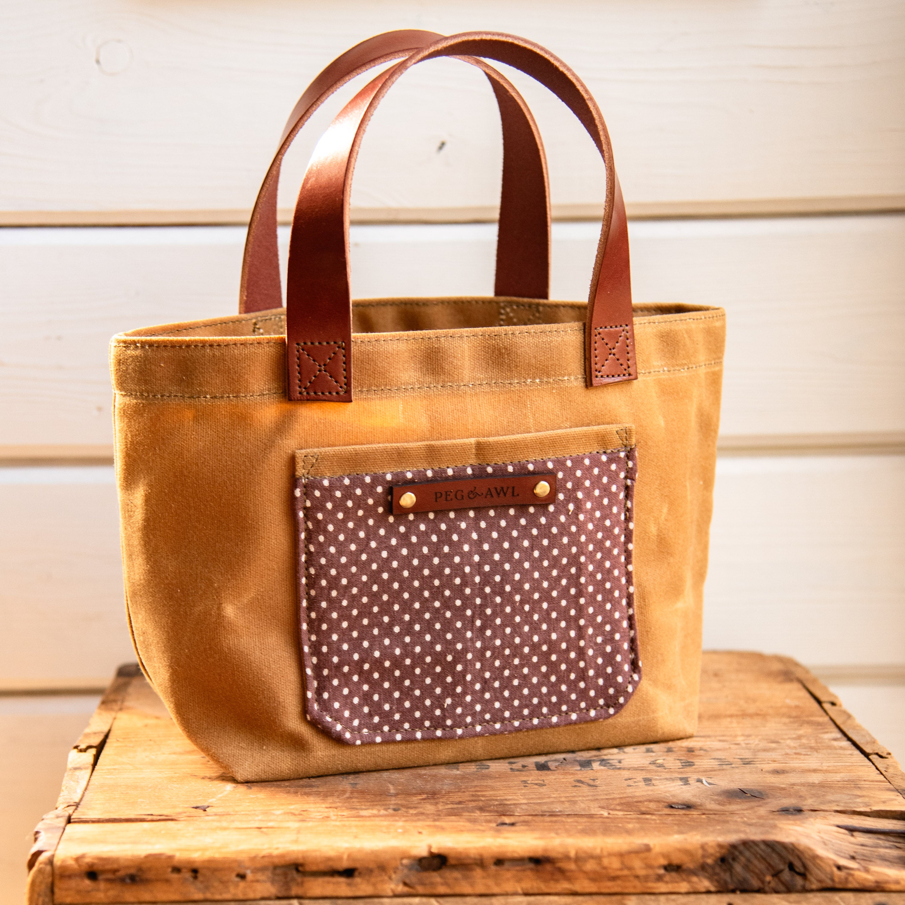 Pipit Tote with Purple Brown Polka Dots!: Rhys