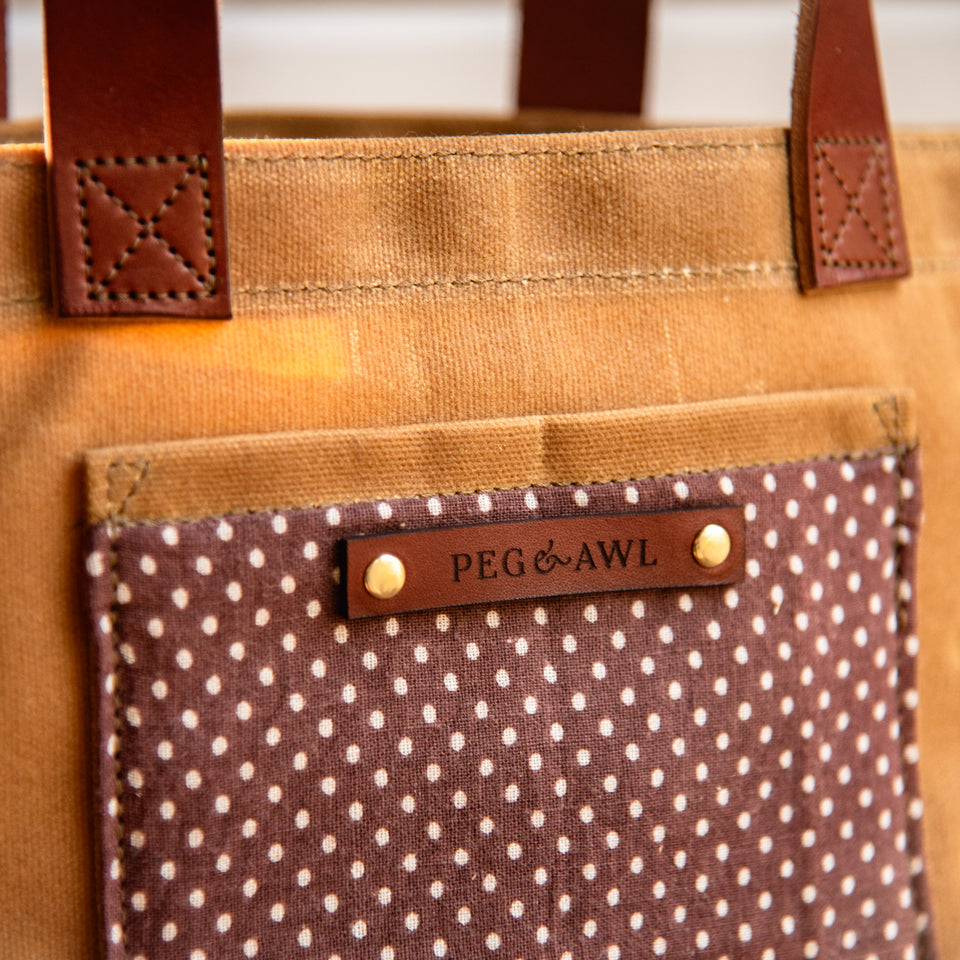 Pipit Tote with Purple Brown Polka Dots!: Rhys