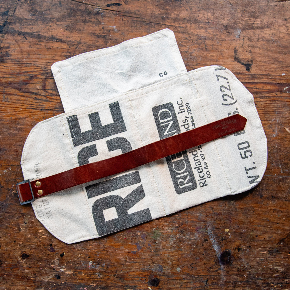 Sendak Mini Artist Roll with Vintage Feedsack: Rice – Peg and Awl