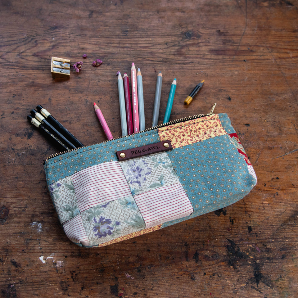 Scholar Pouch with Early 1900s Quilt: Katie