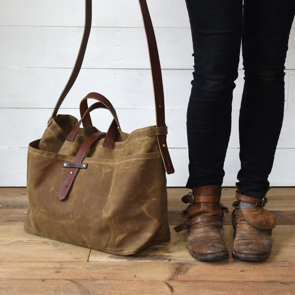 Large Waxed Canvas Tote: Merry Mishaps