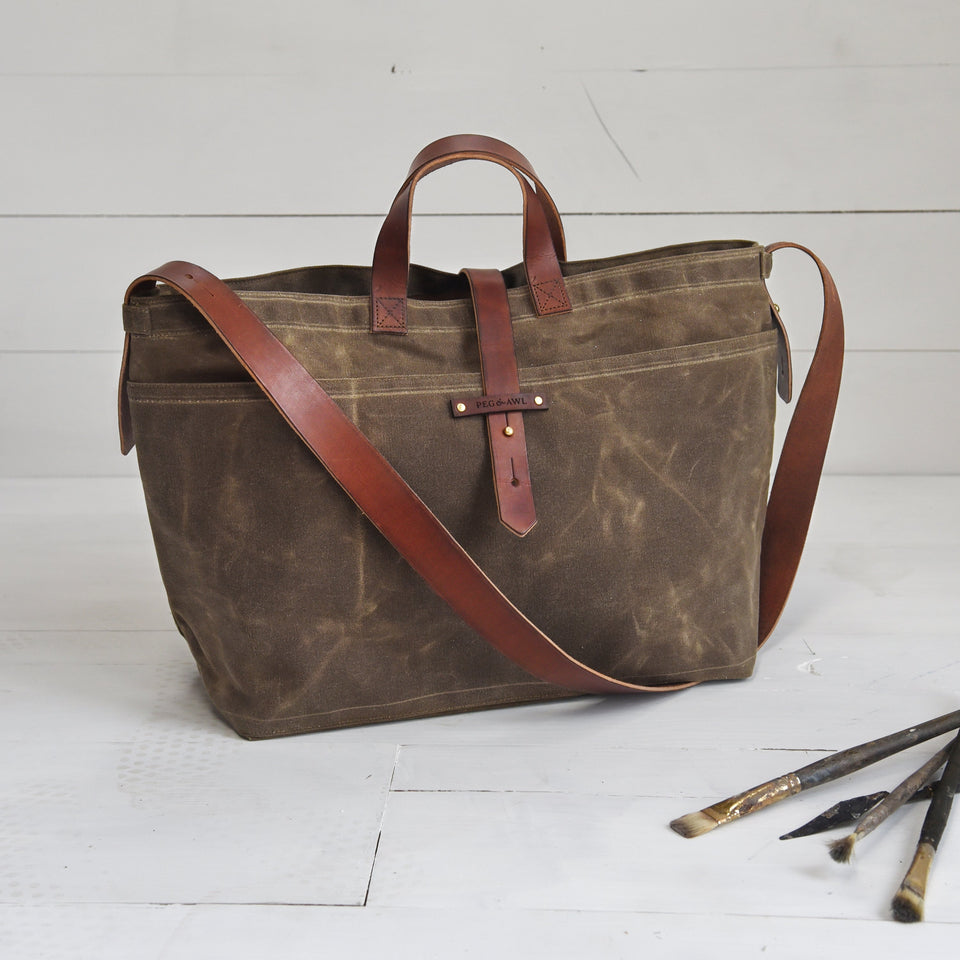 Large Waxed Canvas Tote: Merry Mishaps