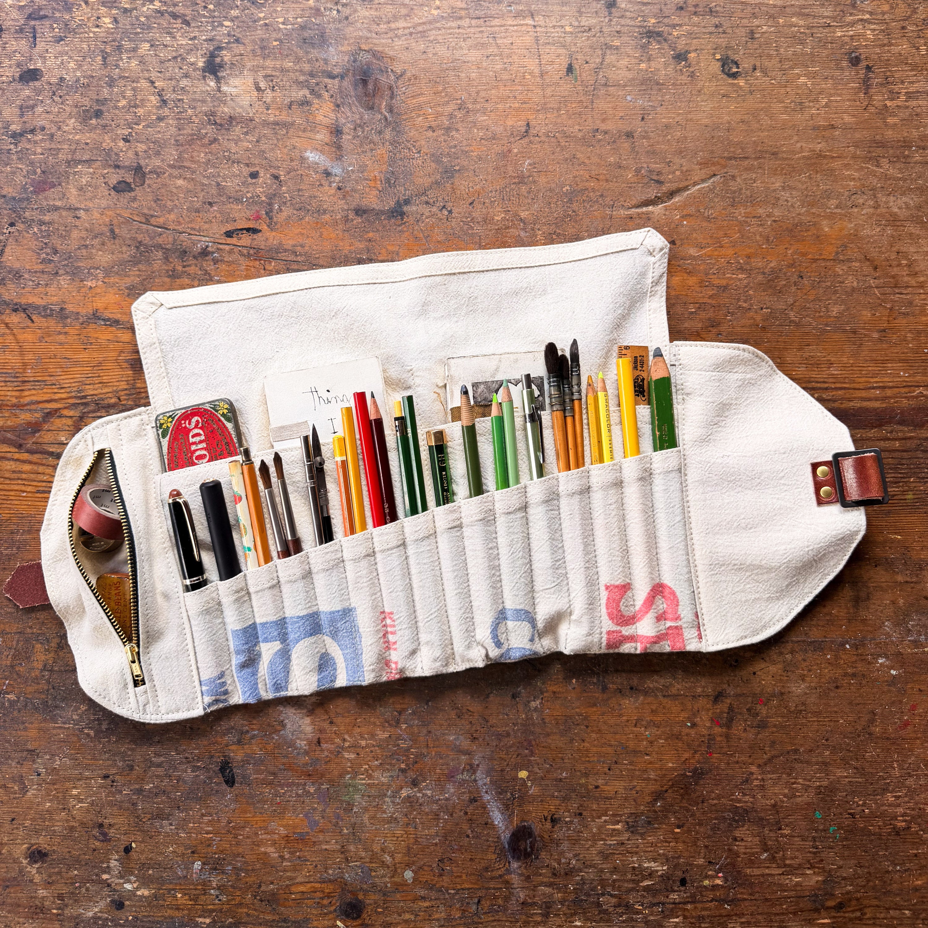 Sendak Artist Roll with Vintage Feedsack: Tower