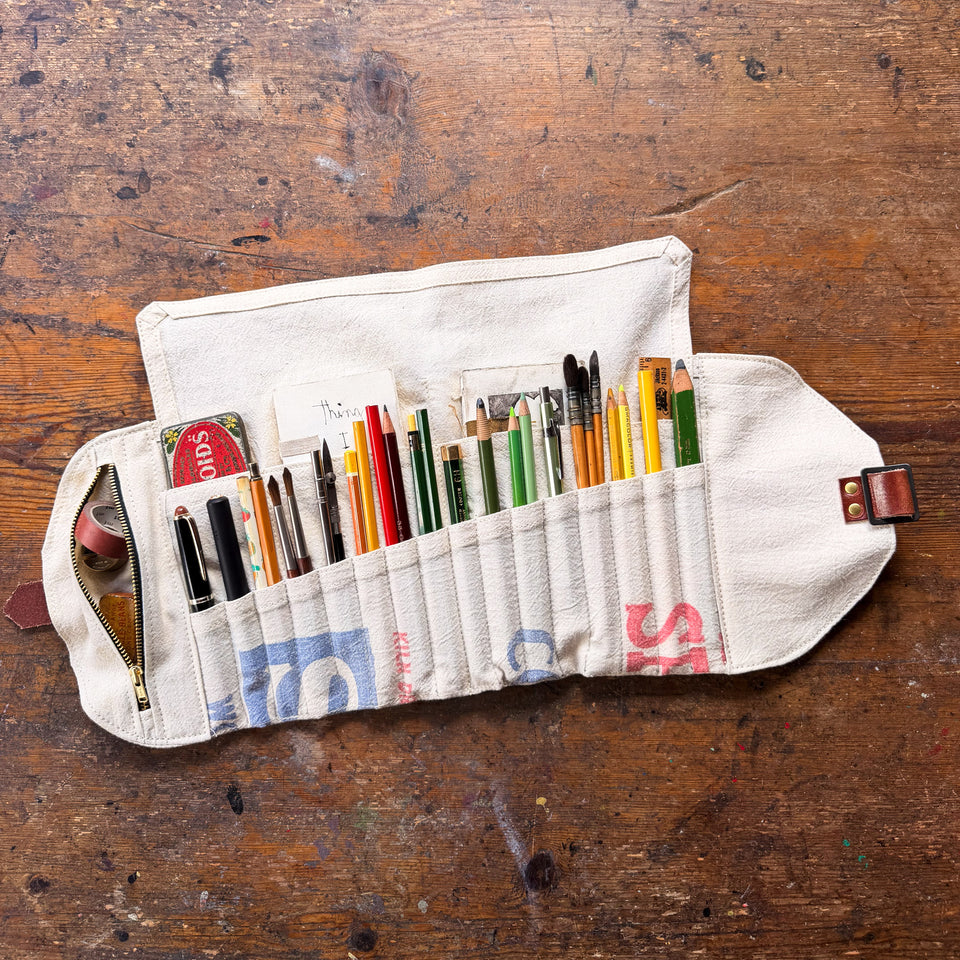 Sendak Artist Roll with Vintage Feedsack: Tower