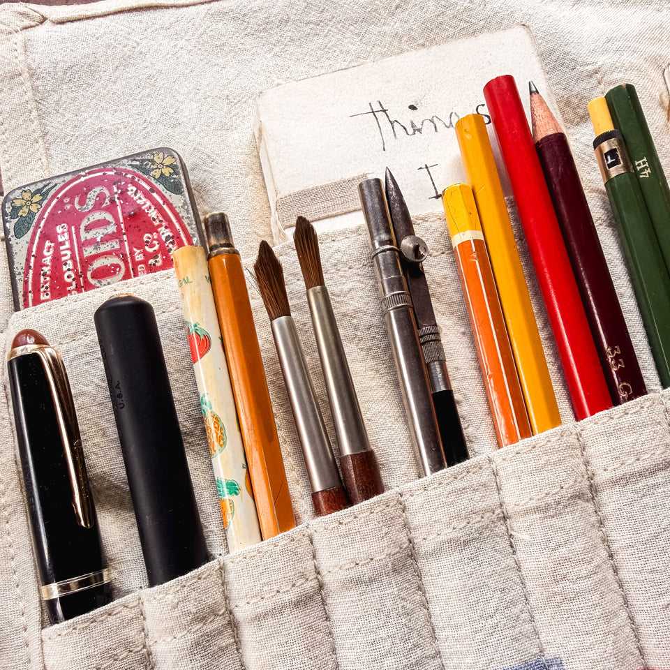 Sendak Artist Roll with Vintage Feedsack: Tower