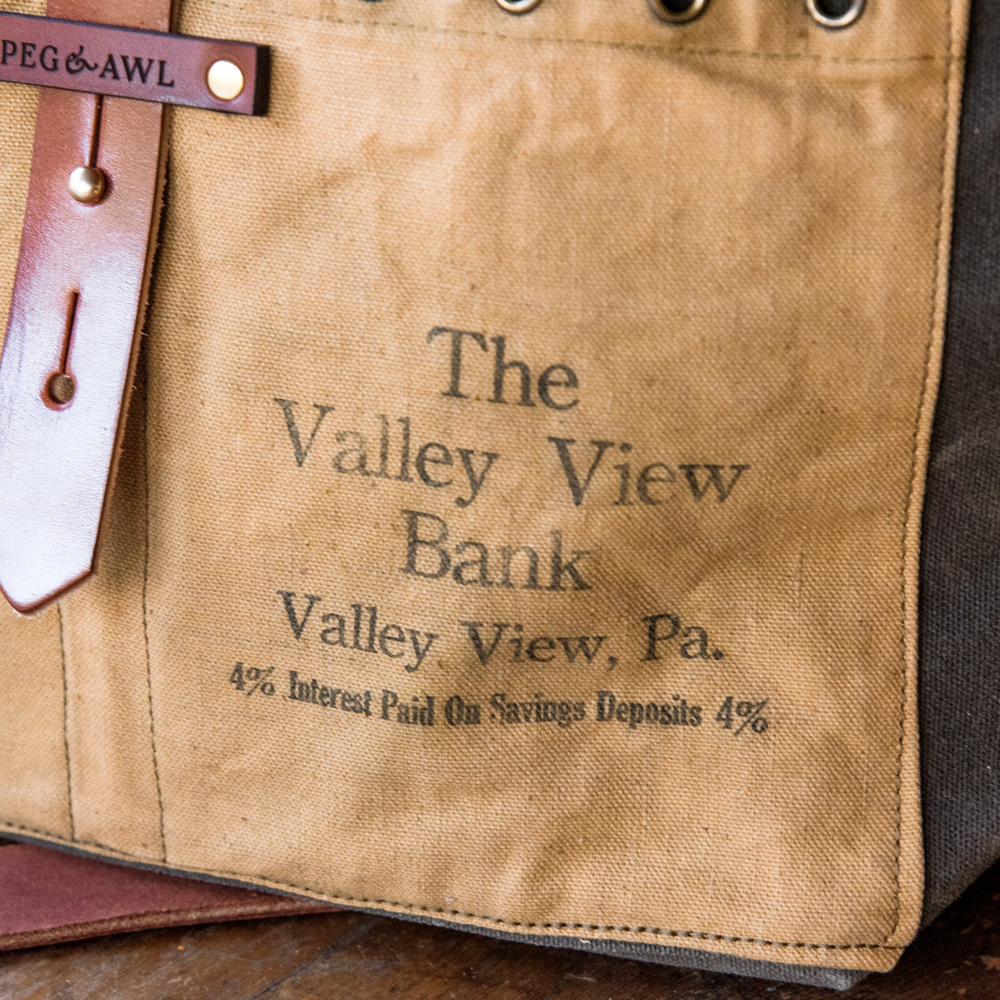 Standard Tote with Antique Bank Bag: Valley View