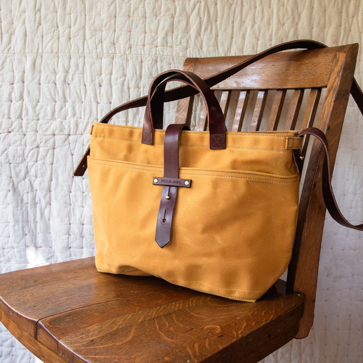 Waxed Canvas Tote in Marigold – Peg and Awl