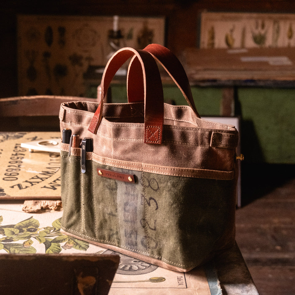 Tove Artist Tote with Army Canvas (Words + or Stitching)