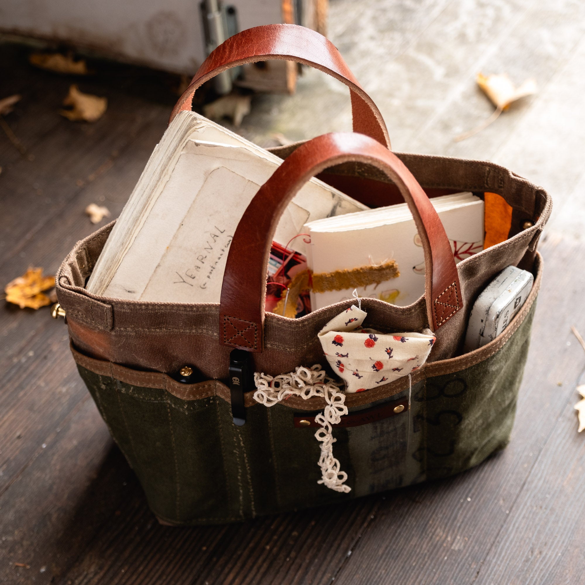 Tove Artist Tote with Army Canvas (Words + or Stitching)