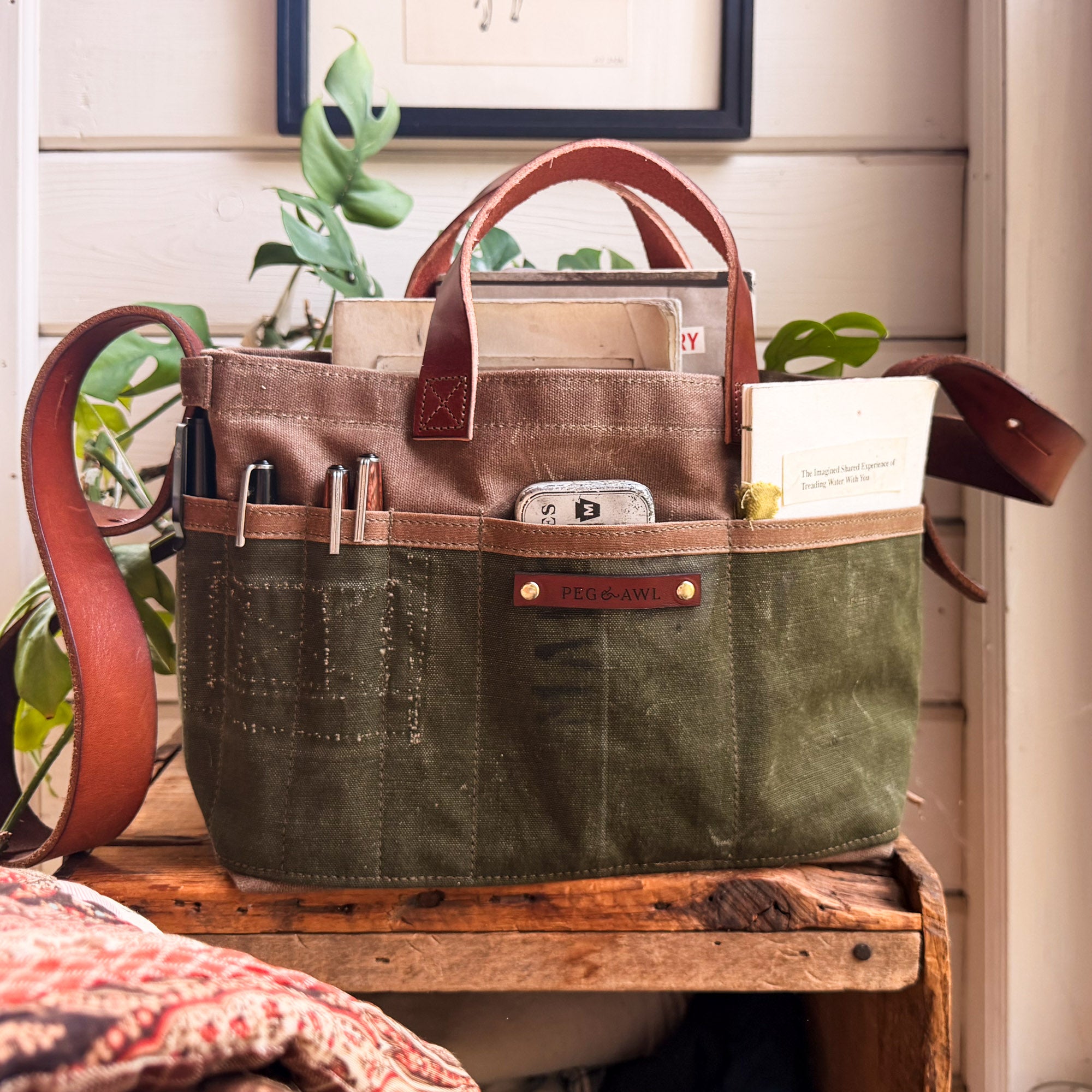 Tove Artist Tote with Army Canvas (Words + or Stitching)
