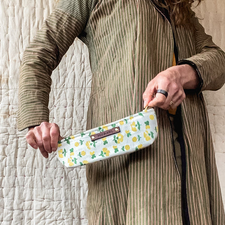 Drafter Pouch with Mid-1900s Feedsack: Sabine