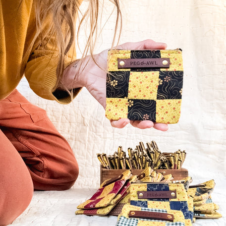 Custom Pouch with Antique Quilt Block: Nanette