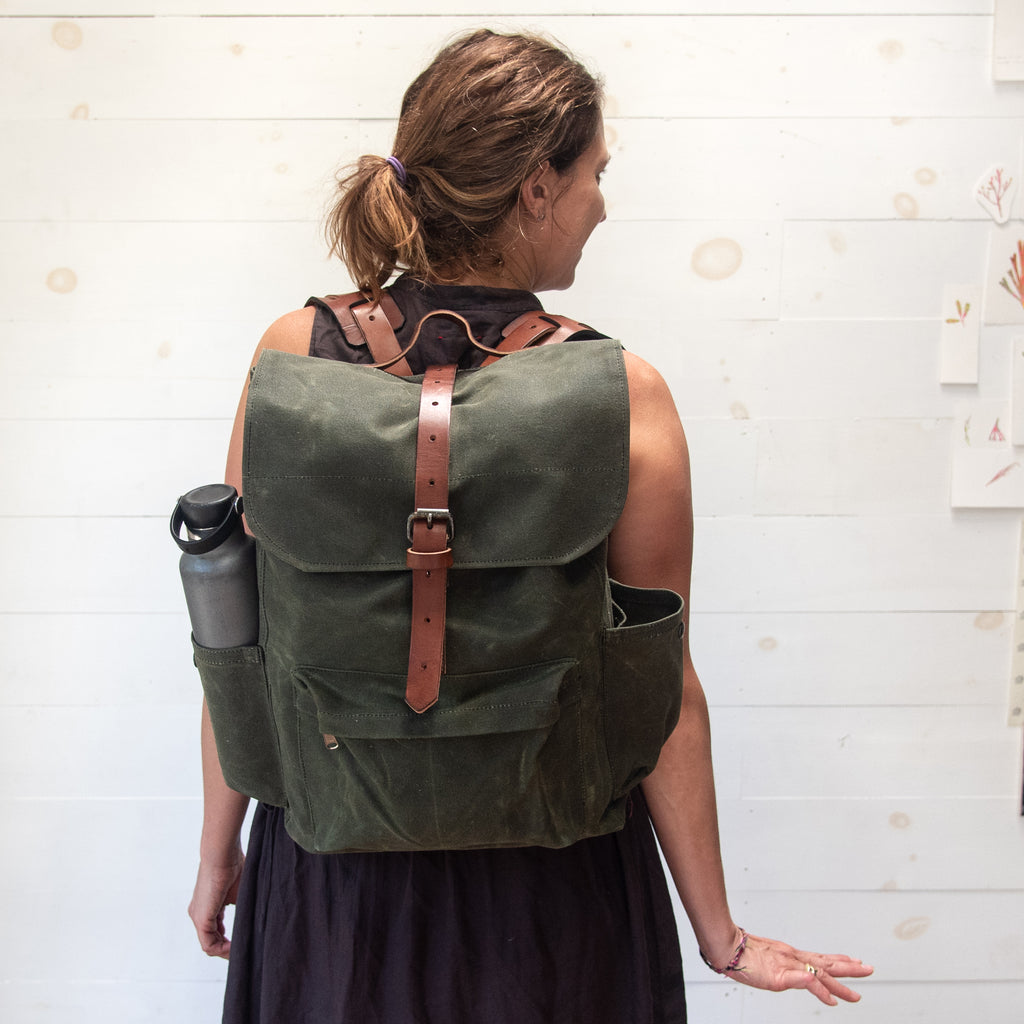 The Rogue Backpack  Handmade from Waxed Canvas and Leather