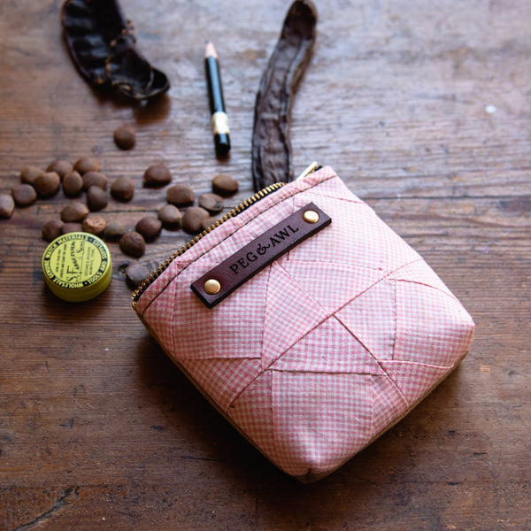 Custom Pouch with Antique Hand-Stitched Quilt Block: Cormac