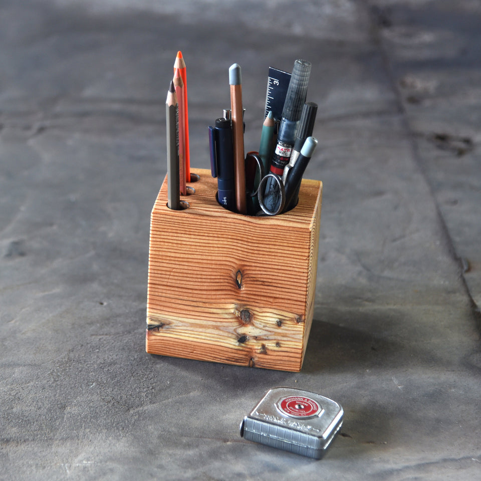 Reclaimed Wood Desk Organizer, Farmhouse Decor, Pen Holder by Peg and Awl  Medium Desk Caddy 