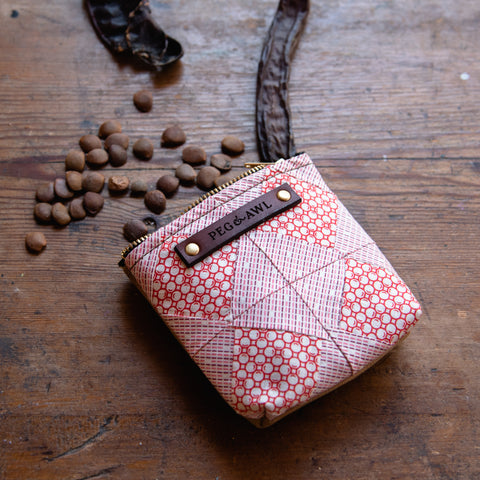 Custom Pouch with Antique Hand-Stitched Quilt Block: Diego