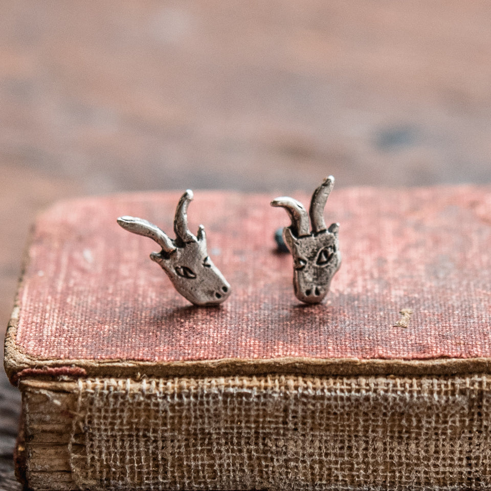 Foundlings Earrings: Ivy (Goat) – Peg and Awl