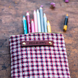 Scribbler Pouch with Vintage Homespun German Pillow Sham: Francis