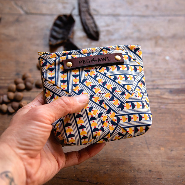 Custom Pouch with Antique Hand-Stitched Quilt Block: Hilda