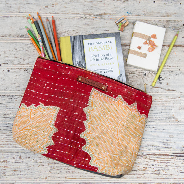 Maker Pouch with Vintage Repaired Kantha: Lolita