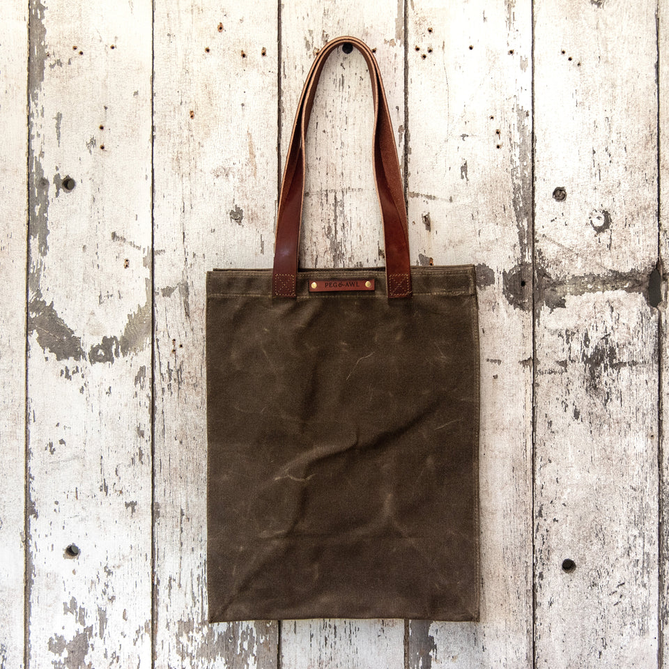 The Marlowe Carryall  Waxed Canvas Shopping Tote Bag – Peg and Awl