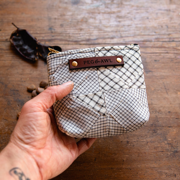 Custom Pouch with Antique Hand-Stitched Quilt Block: Maurice