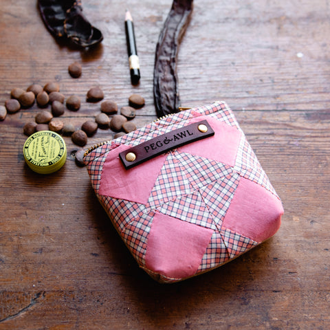 Custom Pouch with Antique Hand-Stitched Quilt Block: Orla