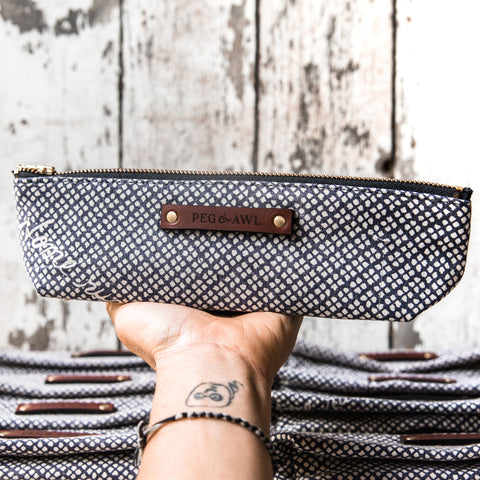 Drafter Pouch with 1920s Japanese Textile No. 2: Home Run