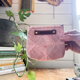 Custom Pouch with Antique Hand-Stitched Quilt Block: Pearla