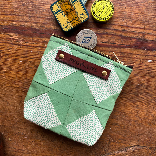 Custom Pouch with Antique Hand-Stitched Quilt Block: Pippa