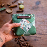 Custom Pouch with Antique Hand-Stitched Quilt Block: Poppy