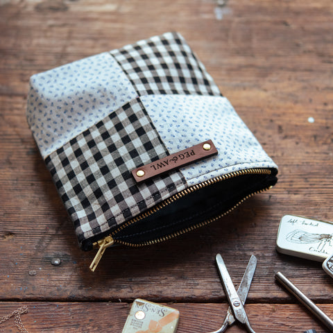 Custom Pouch with 1800s Hand-stitched Quilt Block: Levi