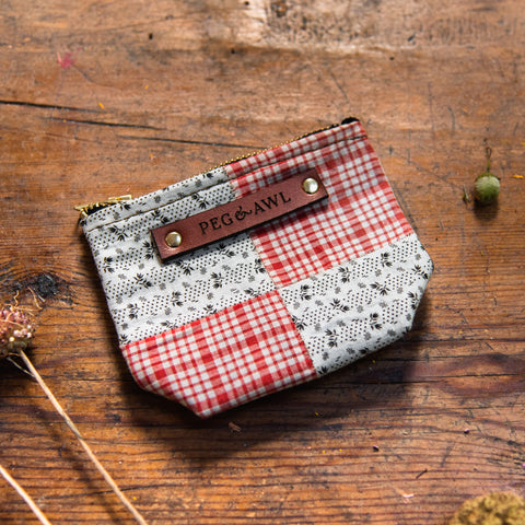 Custom Pouch with Antique Hand-Stitched Quilt Block: Lexi