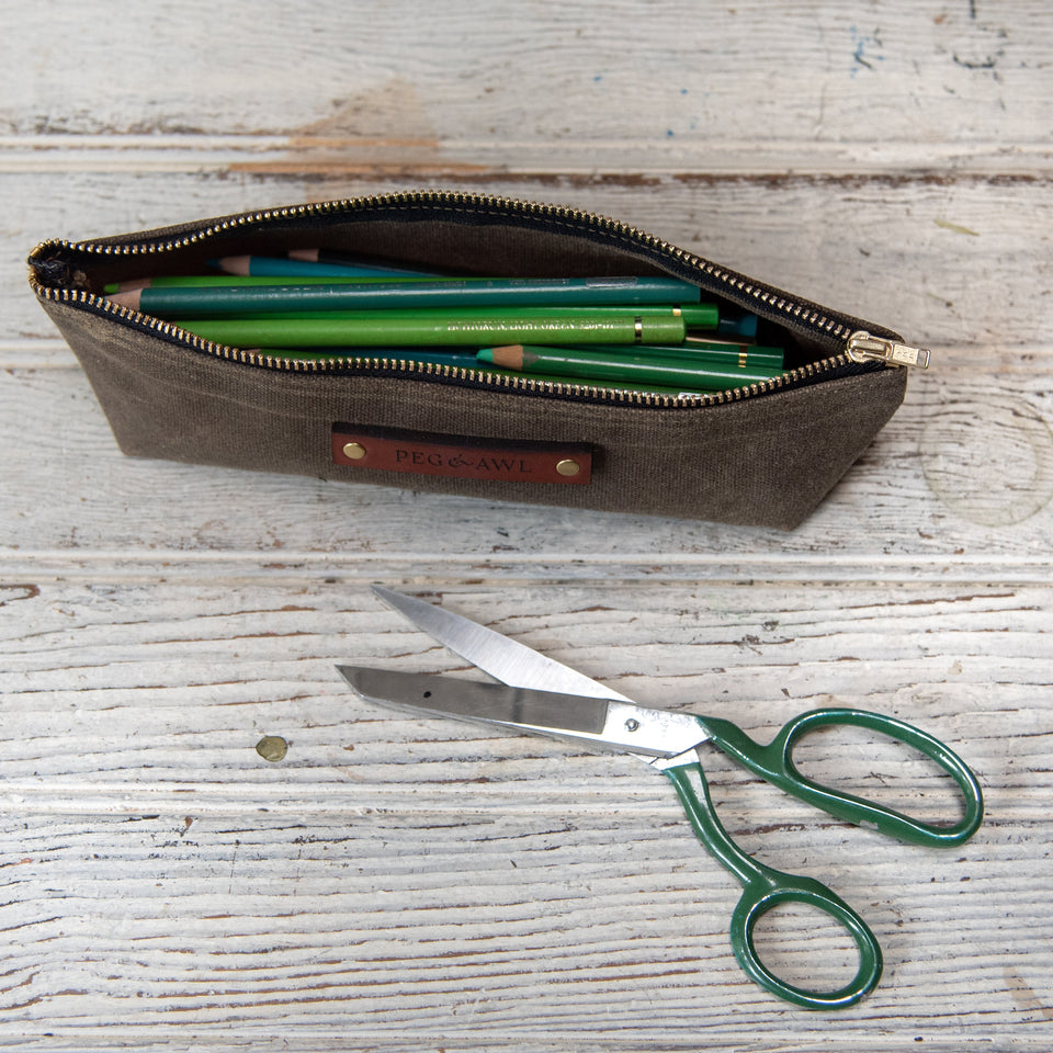 Waxed Canvas Zipper Pouch, Pencil Case, Purse Organization by Peg and Awl  Keeper Pouch 