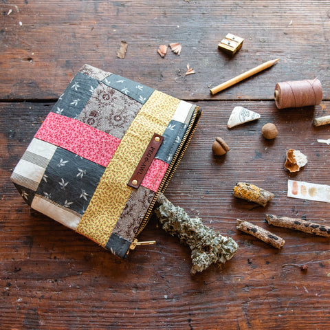 Keeper Pouch with Early 1900s Unfinished Quilt: Mabel No. 2